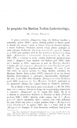 Iz prepiske fra Martina Nedića Ludevitu Gaju / F. Fancev