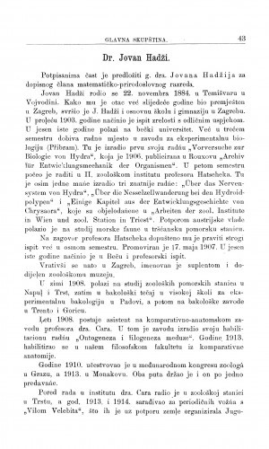 Dr. Jovan Hadži / V. Varićak