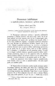Pronomen indefinitum u srpskohrvatskom, latinskom i grčkom jeziku / A. Musić