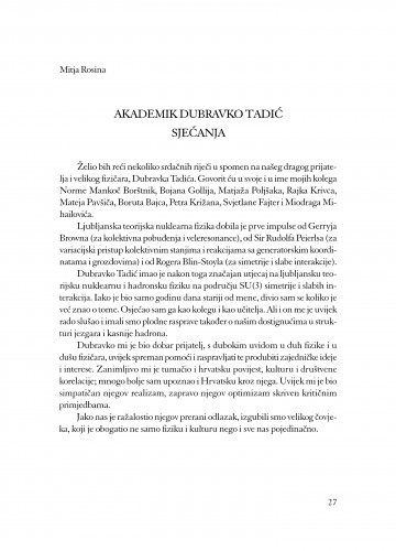 Akademik Dubravko Tadić : sjećanja / Mitja Rosina