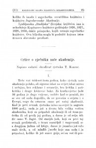 Crtice o rječniku naše akademije / T. Maretić