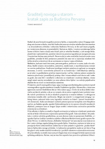 Graditelj novoga u starom - kratak zapis za Budimira Pervana / Tonko Maroević