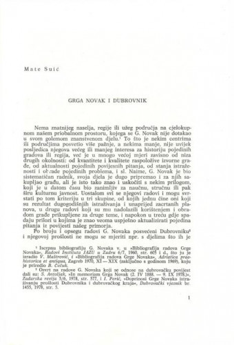 Grga Novak i Dubrovnik / Mate Suić