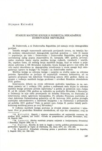 Starije matične knjige s područja nekadašnje Dubrovačke Republike / Stjepan Krivošić