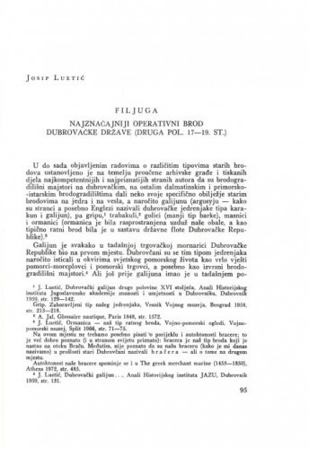Filjuga - najznačajniji operativni brod dubrovačke države (druga pol. 17-19 st.) / Josip Luetić