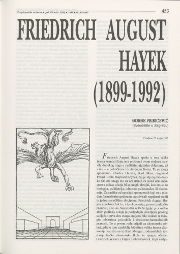 Friedrich August Hayek (1899-1992) / Đorđe Pribičević