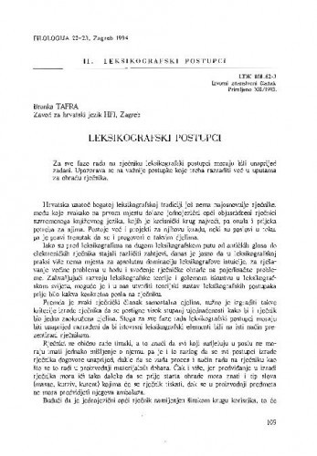 Leksikografski postupci / Branka Tafra