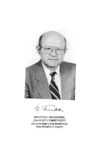 Božidar Finka : o 70. obljetnici života i 40. obljetnici znanstvenog rada / Petar Šimunović