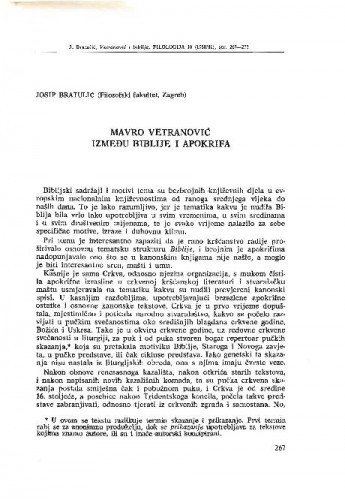 Mavro Vetranović između Biblije i apokrifa / Josip Bratulić