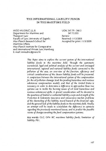 The international liability funds in the maritime field / Mišo Mudrić