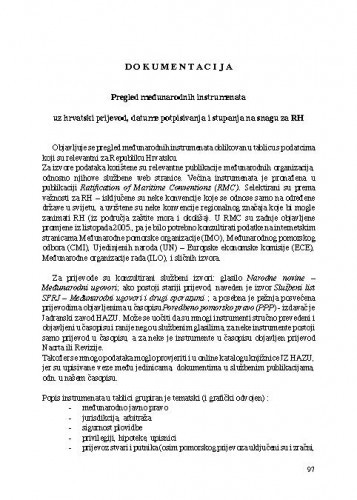 Pregled međunarodnih instrumenata : uz hrvatski prijevod, datume potpisivanja i stupanja na snagu za RH / obrada: Marula Vujasinović