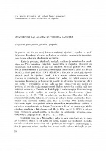 Znanstveni rad akademika Teodora Varićaka / S. Krvavica, A. Frank