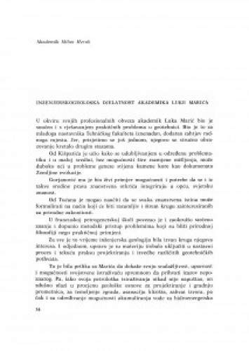 Inženjerskogeološka djelatnost akademika Luke Marića / M. Herak