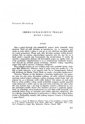 Imbro Ignjatijević Tkalac : život i djela / Stanko Dvoržak