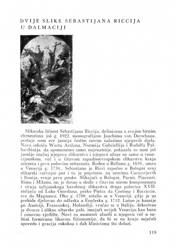 Dvije slike Sebastijana Riccija u Dalmaciji / K. Prijatelj