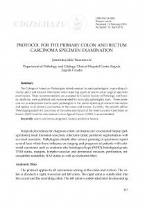 Protocol for the primary colon and rectum carcinoma specimen examination / Jasminka Jakić-Razumović