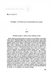 Forma i funkcija narodne balade / M. Sertić