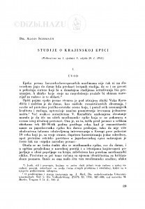 Studije o krajinskoj epici / A. Schmaus