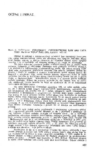 Customary international law and treaties (autor: M.E. Villiger) (M.Nijhoff, 1985) : [prikaz knjige] / Vladimir-Đuro Degan