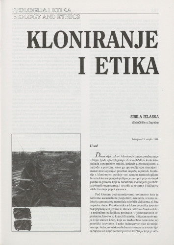 Kloniranje i etika / Sibila Jelaska