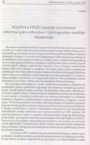Knjižnica HAZU postaje suvremeno informacijsko-referalno i bibliografsko središte Akademije / Dora Sečić