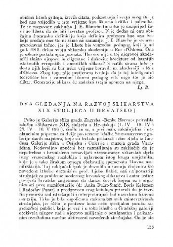Dva gledanja na razvoj slikarstva u XIX stoljeća u Hrvatskoj / Veno Zlamalik