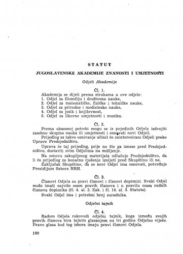 Statut Jugoslavenske akademije znanosti i umjetnosti