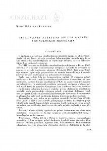 Ispitivanje alergena peludi raznim imunološkim metodama / N. Köhler-Kubelka