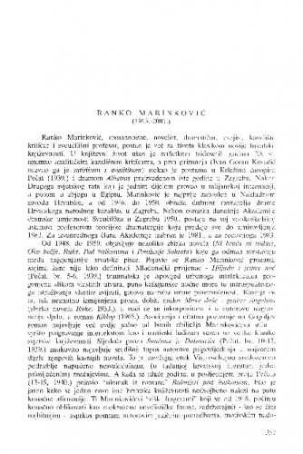 Ranko Marinković (1913.-2001.) / Nikola Batušić