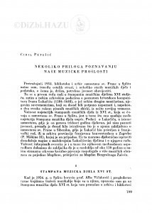 Nekoliko priloga poznavanja naše muzičke prošlosti / Ć. Petišić