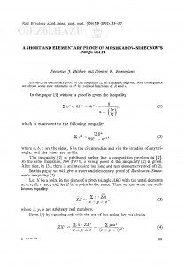 A short and elementary proof of Mushkarov-Simeonov's inequality / S. J. Bilchev, D. G. Kontogianis