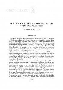 Friedrich Nietzsche - njegova bolest i njegova filozofija / V. Bazala