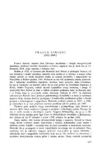 Franco Sartori (1922.-2004.) : [nekrolog] / Marin Zaninović