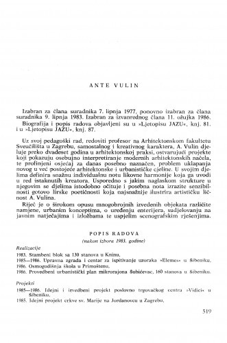 Ante Vulin : [biografije novih članova Akademije]