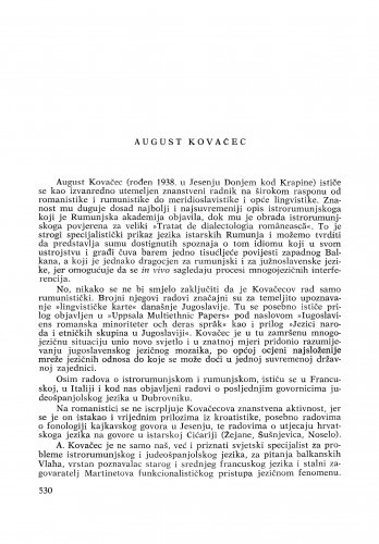 August Kovačec : [biografije novih članova Akademije]