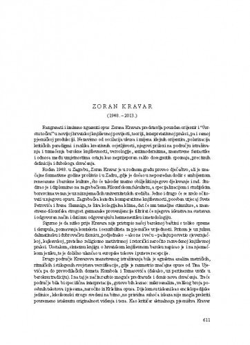 Zoran Kravar (1948.-2013.) : [nekrolog] / Tonko Maroević