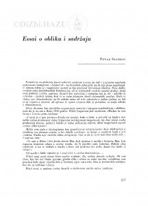 Essai o obliku i sadržaju / P. Šegedin
