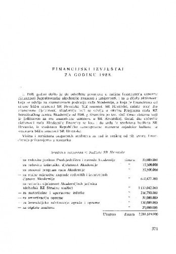 Financijski izvještaj za 1988. godinu