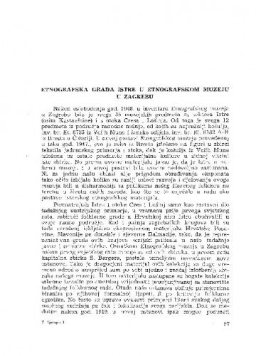 Etnografska građa Istre u Etnografskom muzeju u Zagrebu / M. Gušić