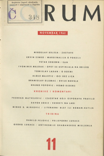 God. 1(1962), knj. 2, br. 11 / glavni i odgovorni urednik Marijan Matković