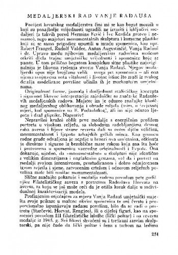 Medaljerski rad Vanje Radauša / V. Zlamalik