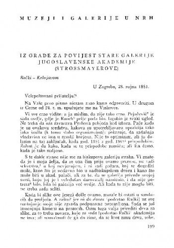 Iz građe za povijest Stare galerije Jugoslavenske akademije (Strossmayerove) / Miroslava Despot