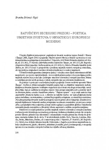 Batušićevi secesijski prizori - poetika umjetnih svjetova u hrvatskoj i europskoj moderni / Branka Brlenić-Vujić