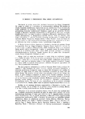 O imenu i prezimenu fra Grge Čevapovića / Mate Šimundić