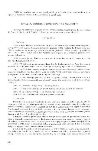 Izvještaj Komisije o danu osnutka Akademije