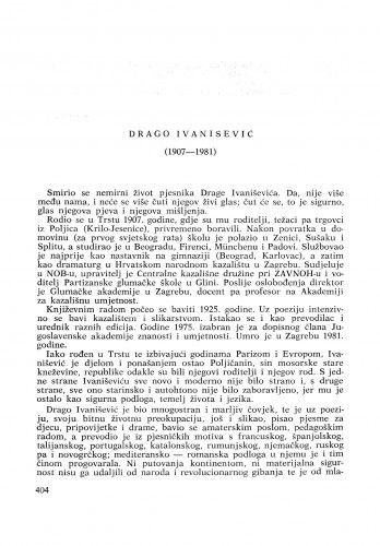 Drago Ivanišević (1907-1981) : [komemoracija i nekrolozi] / Š. Vučetić
