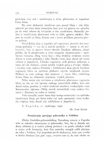 Proučavanje gornjeg paleozoika u Velebitu / M. Salopek