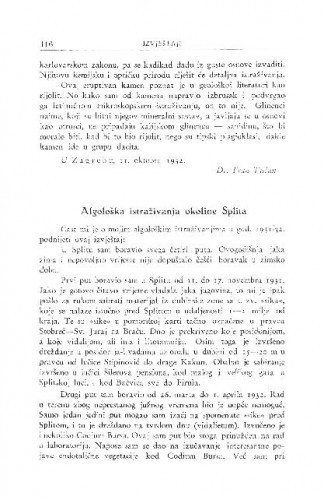 Algološka istraživanja okoline Splita / V. Vouk