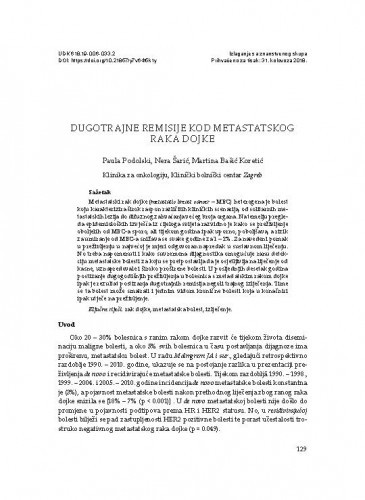 Dugotrajne remisije kod metastatskog raka dojke / Paula Podolski, Nera Šarić, Martina Bašić Koretić