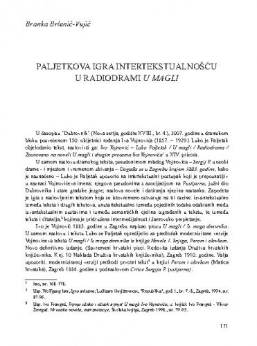 Paljetkova igra intertekstualnošću u radiodrami U magli / Branka Brlenić-Vujić